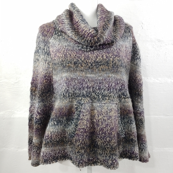 SPLENDID SWEATER COWL NECK PONCHO(a124)